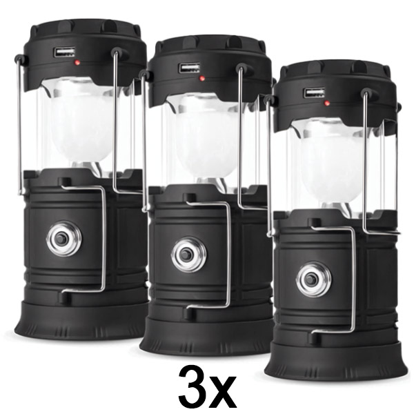 3x Solarna Lampa Kempingowa + Latarka | CAMPGLO