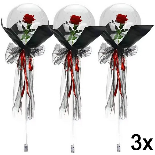 3x LED-owy balon z różą na niezapomniane chwile | LOVEBALLOON