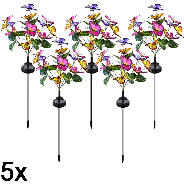 5x Zewnętrzna Lampka Solarna w Kształcie Motyli | FLUTIX