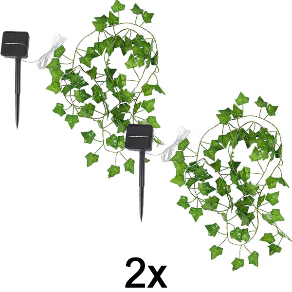 2x Lampki Solarne ze Sztucznymi Liśćmi Bluszczu (5 m) | LEAFGLO