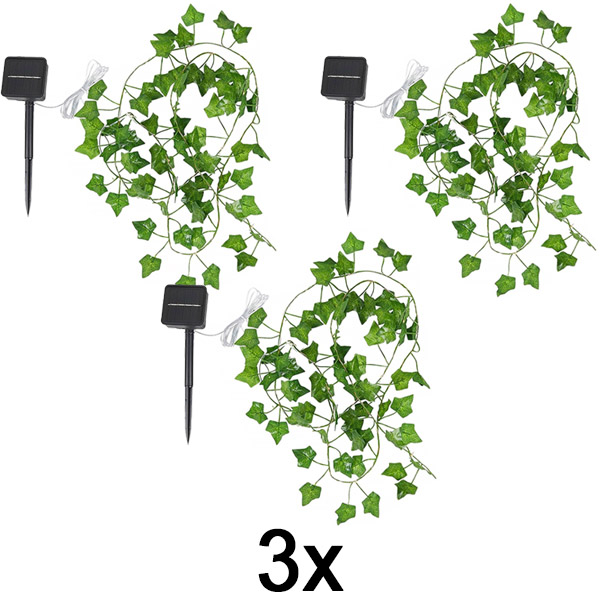3x Lampki Solarne ze Sztucznymi Liśćmi Bluszczu (5 m) | LEAFGLO